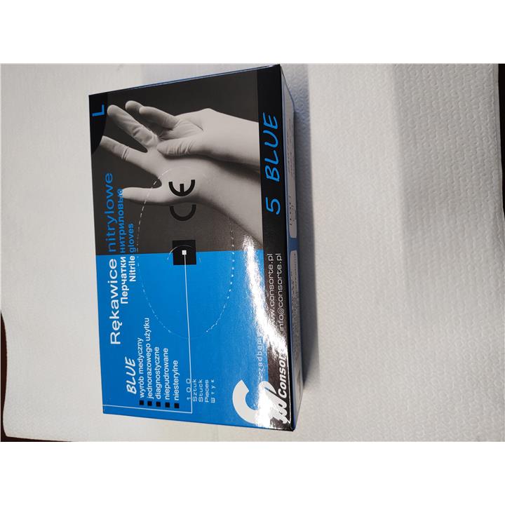 Rękawiczki nitryl niebieskie L BLUE-103108