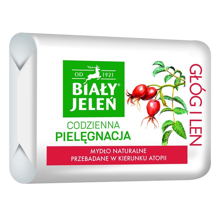 BIAŁY JELEŃ mydło kostka głóg  len 100g -100007