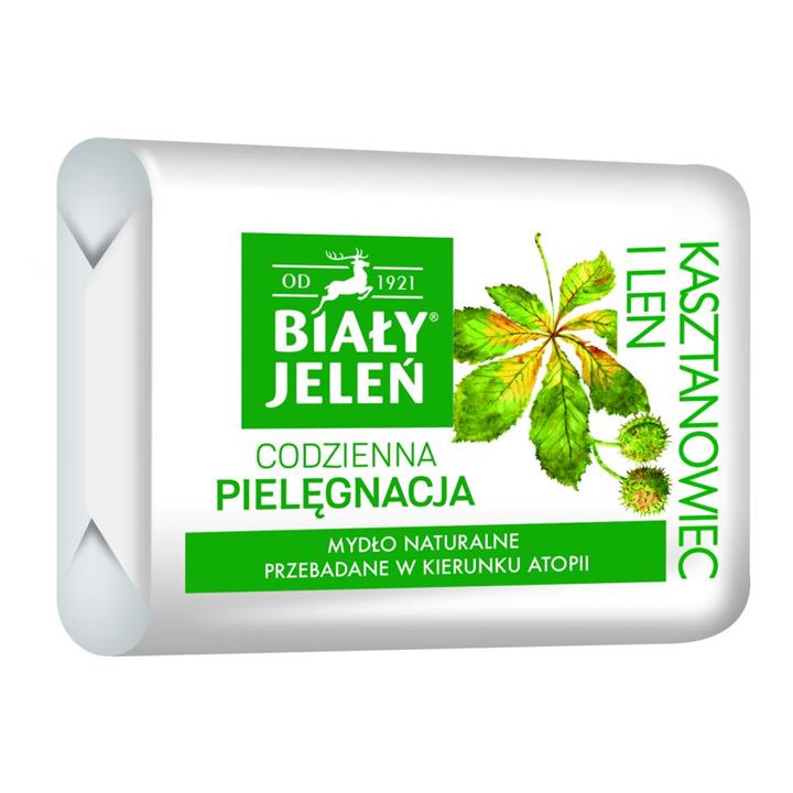 BIAŁY JELEŃ mydło kostka naturalne kasztanowiec i len 100g-100008